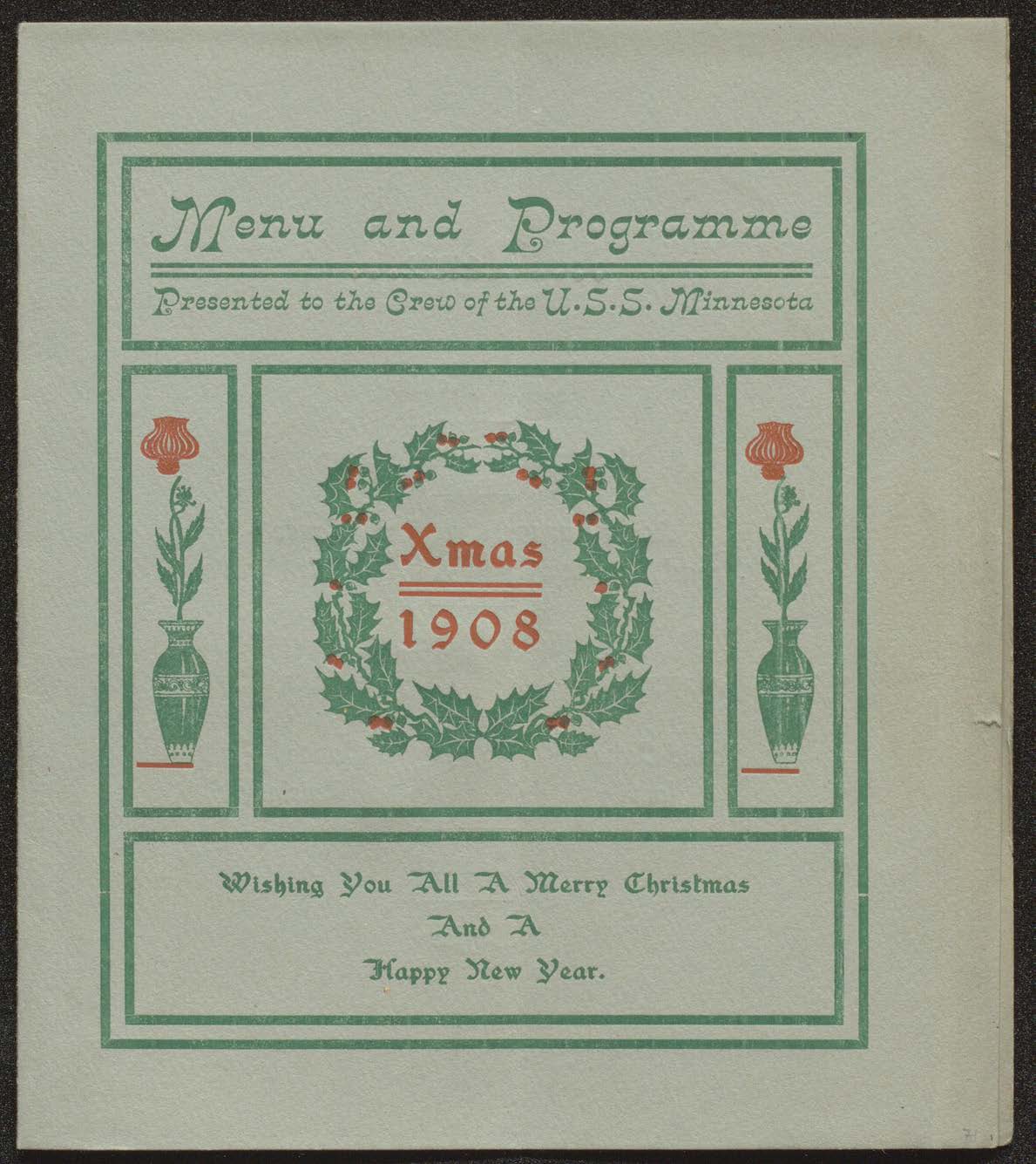 Christmas menu and program, U.S.S. Minnesota