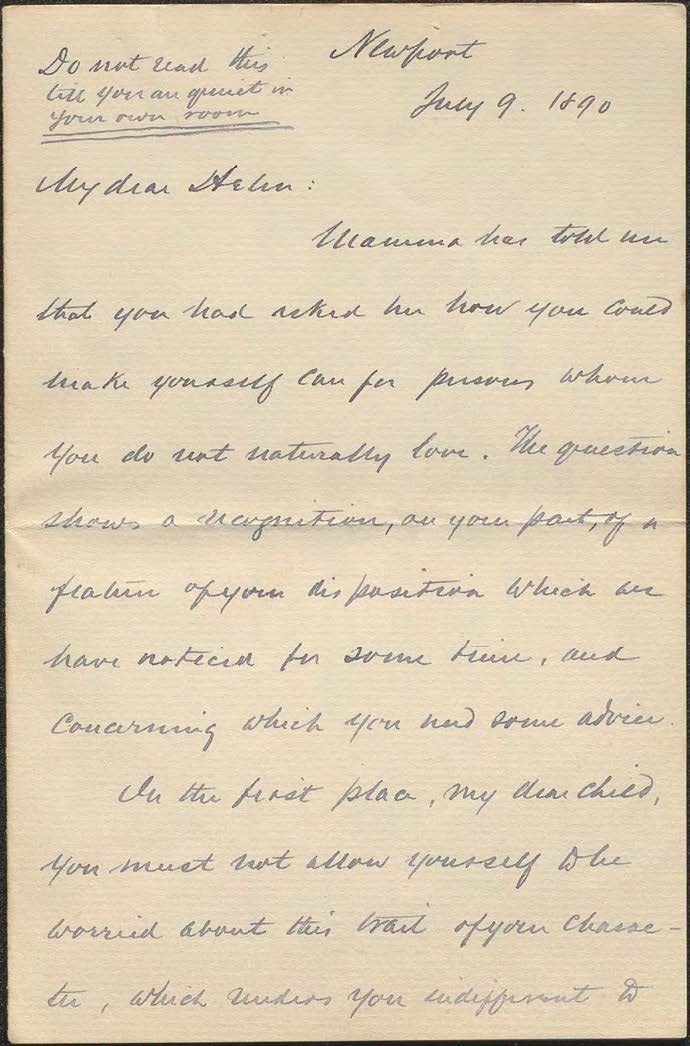 Letter to Helen E. Mahan from Alfred T. Mahan, 1890 Jul 9