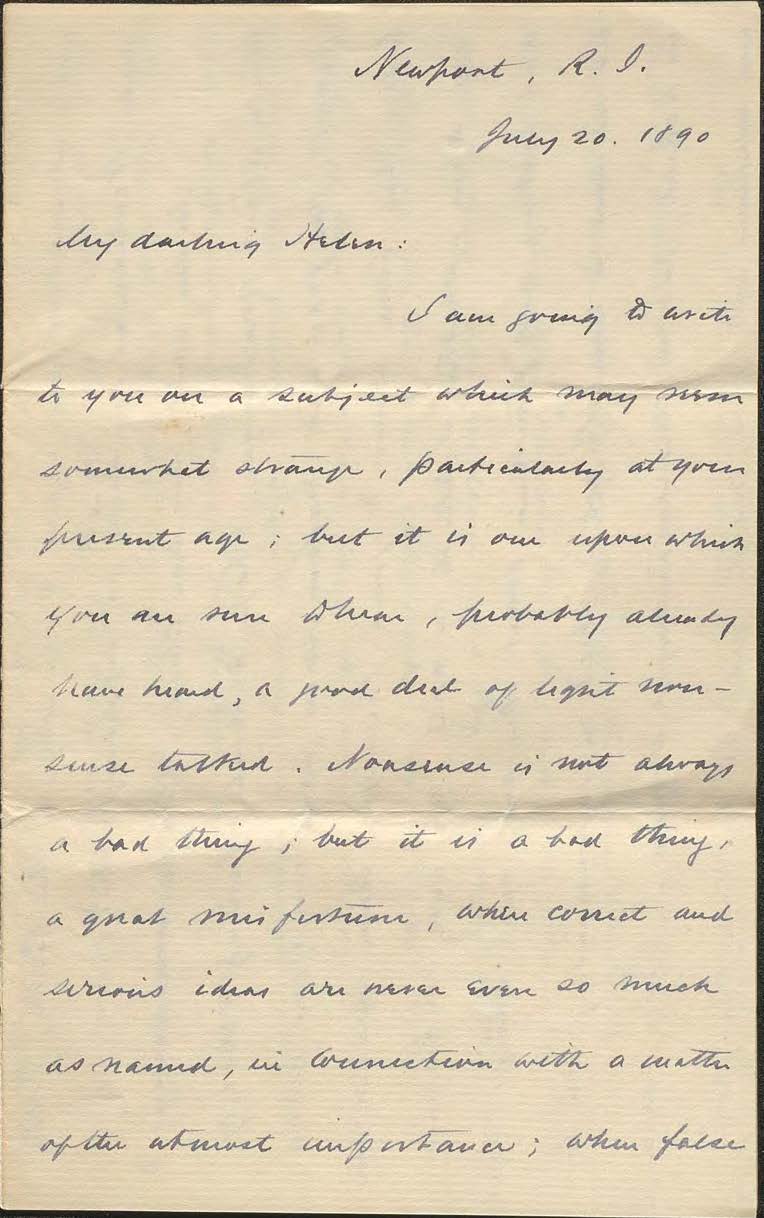 Letter to Helen E. Mahan from Alfred T. Mahan, 1890 Jul 20