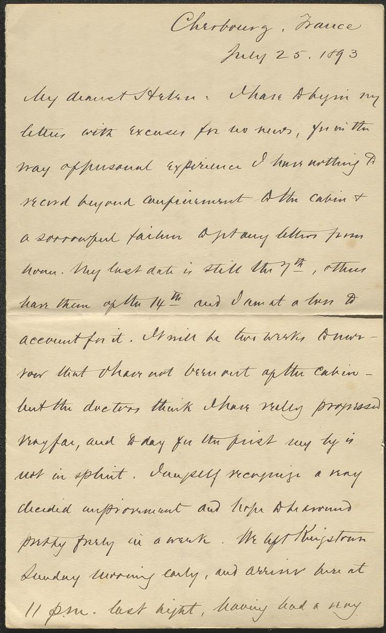 Letter to Helen E. Mahan from Alfred T. Mahan, 1893 Jul 25