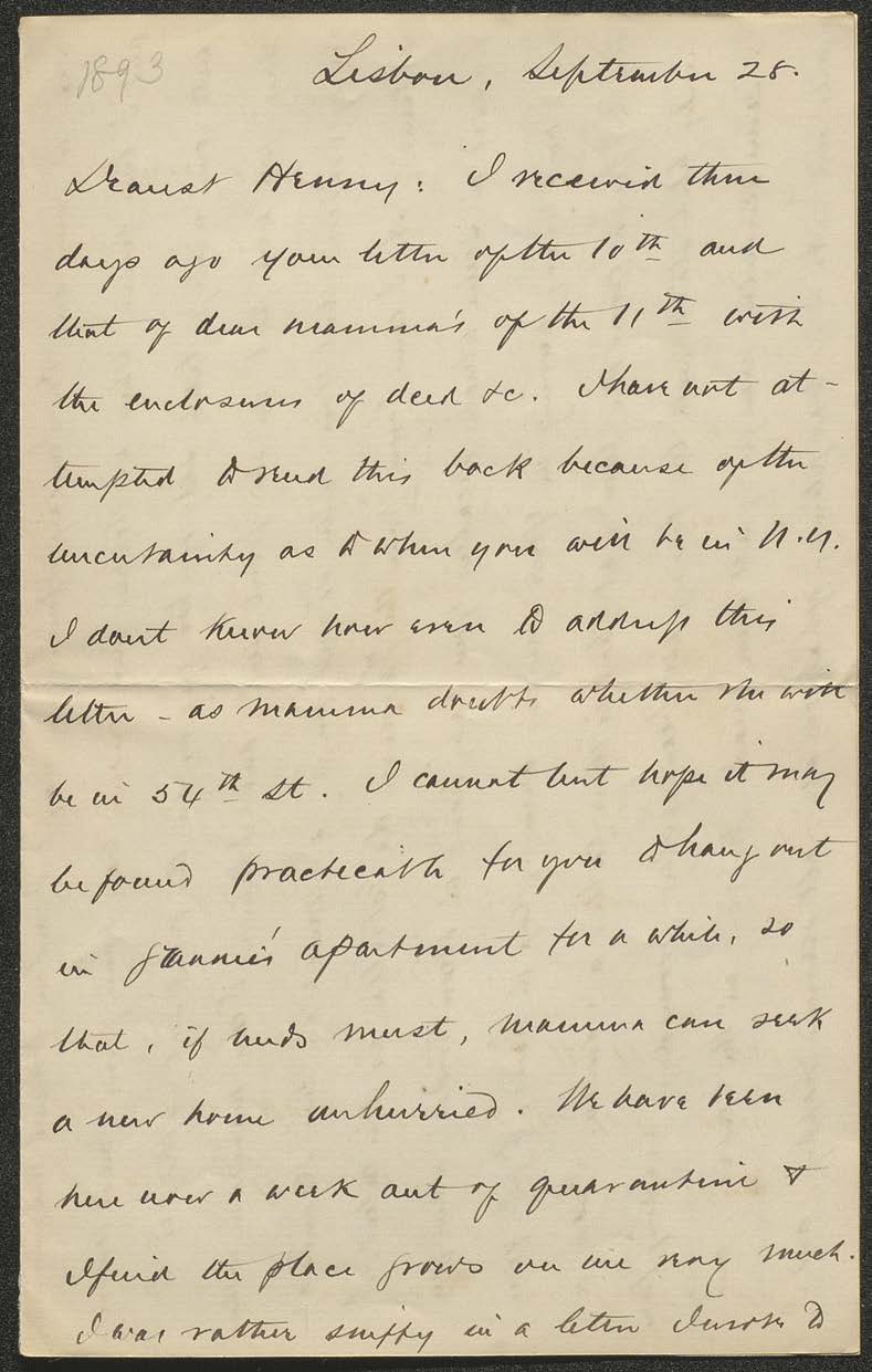 Letter to Helen E. Mahan from Alfred T. Mahan, 1893 Sep 28