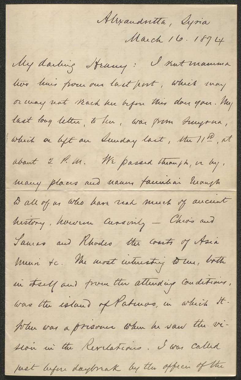 Letter to Helen E. Mahan from Alfred T. Mahan, 1894 Mar 16