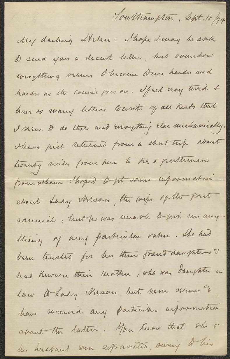 Letter to Helen E. Mahan from Alfred T. Mahan, 1894 Sep 18