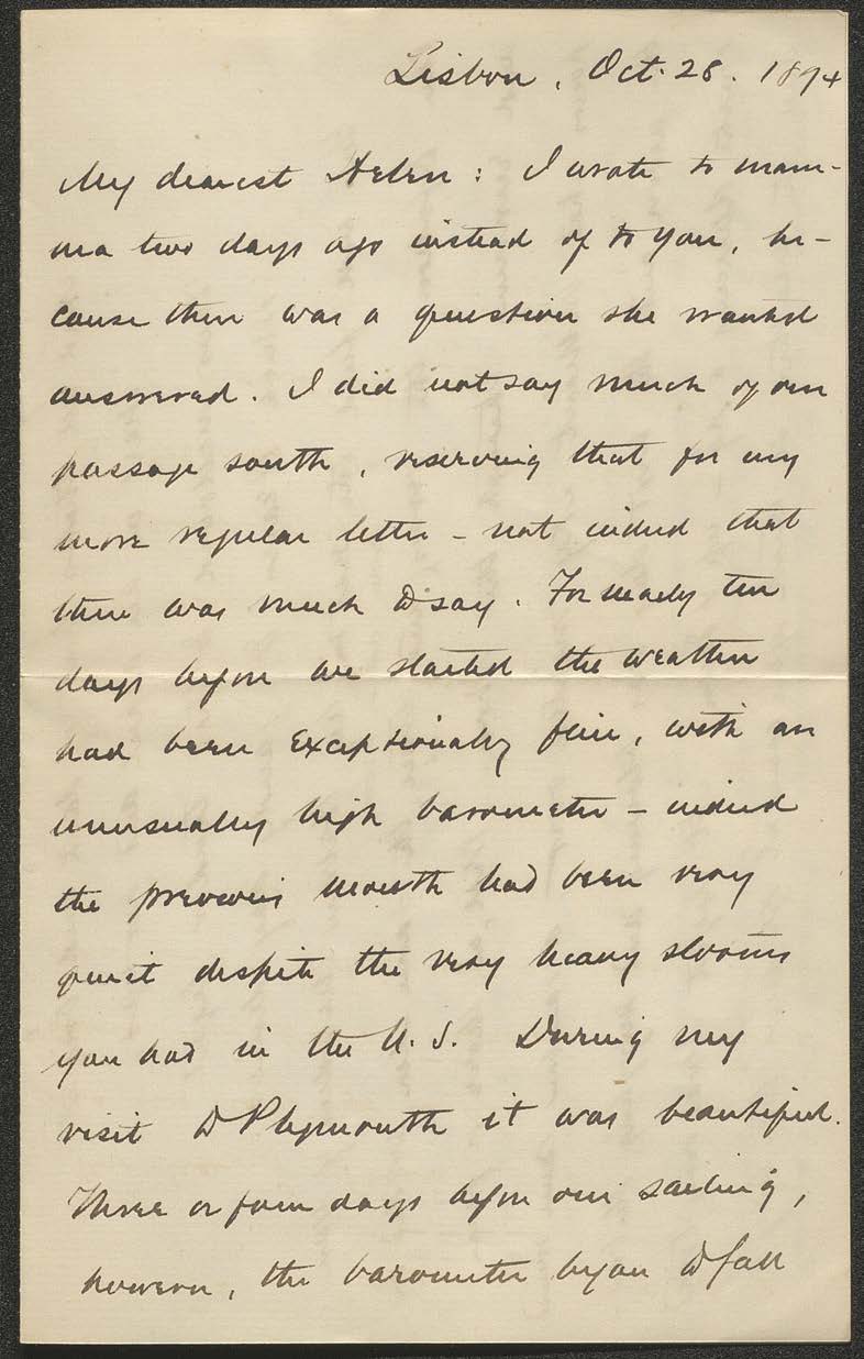 Letter to Helen E. Mahan from Alfred T. Mahan, 1894 Oct 28