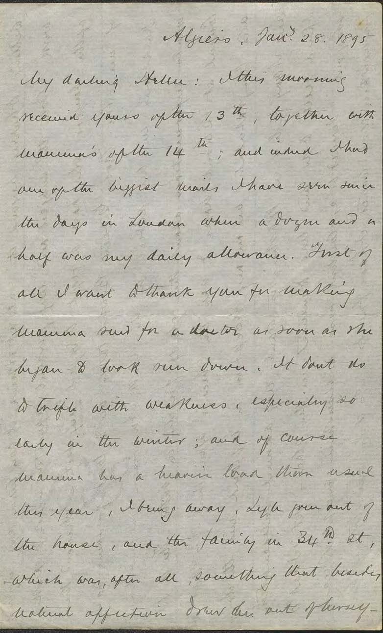 Letter to Helen E. Mahan from Alfred T. Mahan, 1895 Jan 28