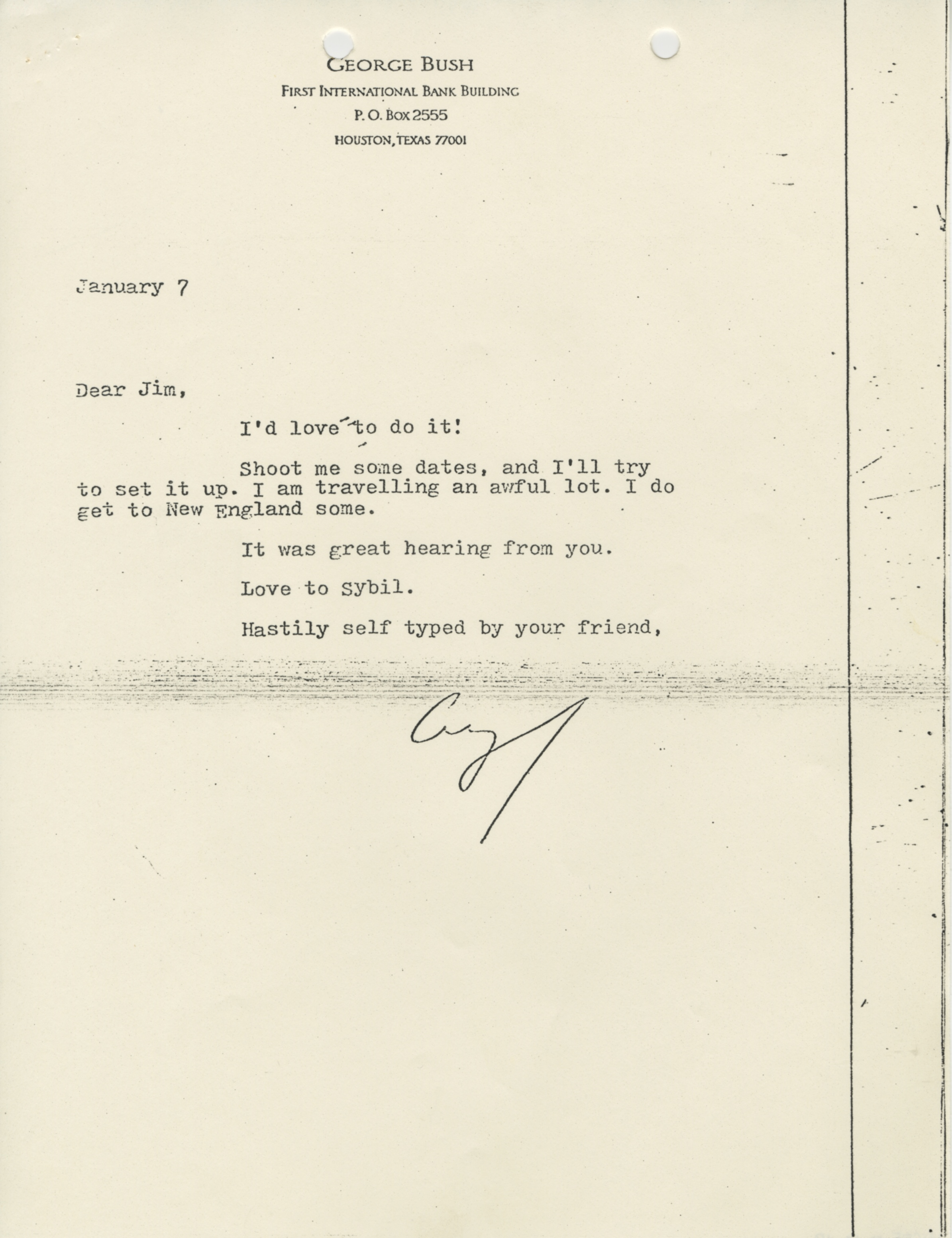 Letter to James B. Stockdale from George H.W. Bush