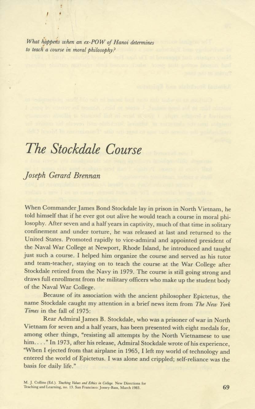&quot;The Stockdale Course,&quot; by Joseph Gerard Brennan