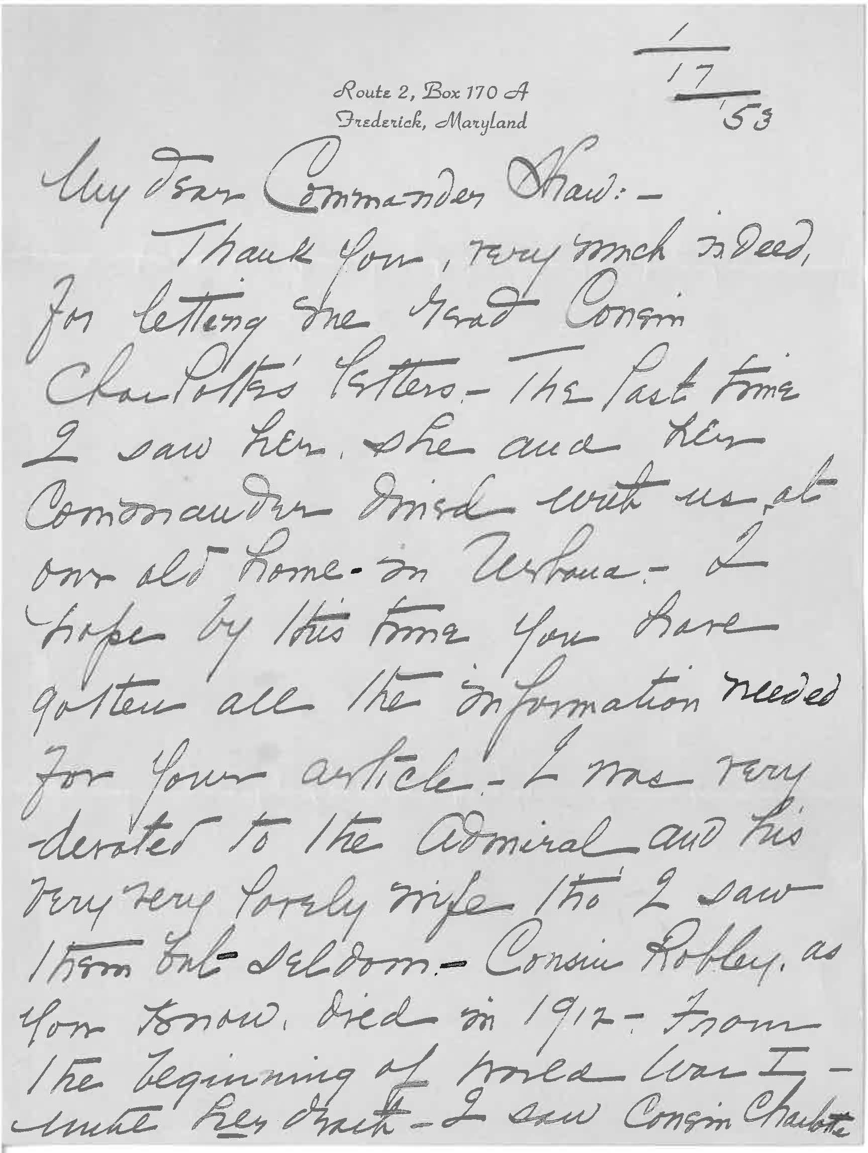 Shaw letter from Miriam Evans Kefauver