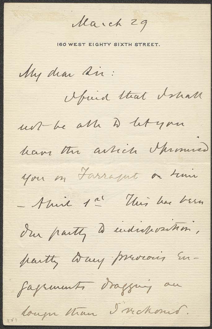 Alfred T. Mahan letter to H. W. Rideing
