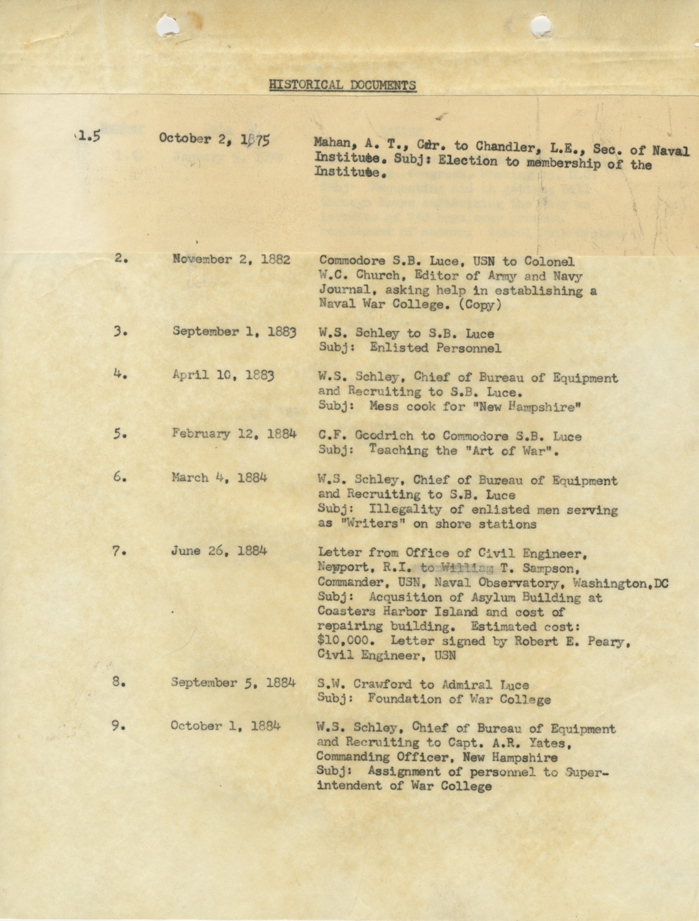 Inventories of documents in RG 1, undated