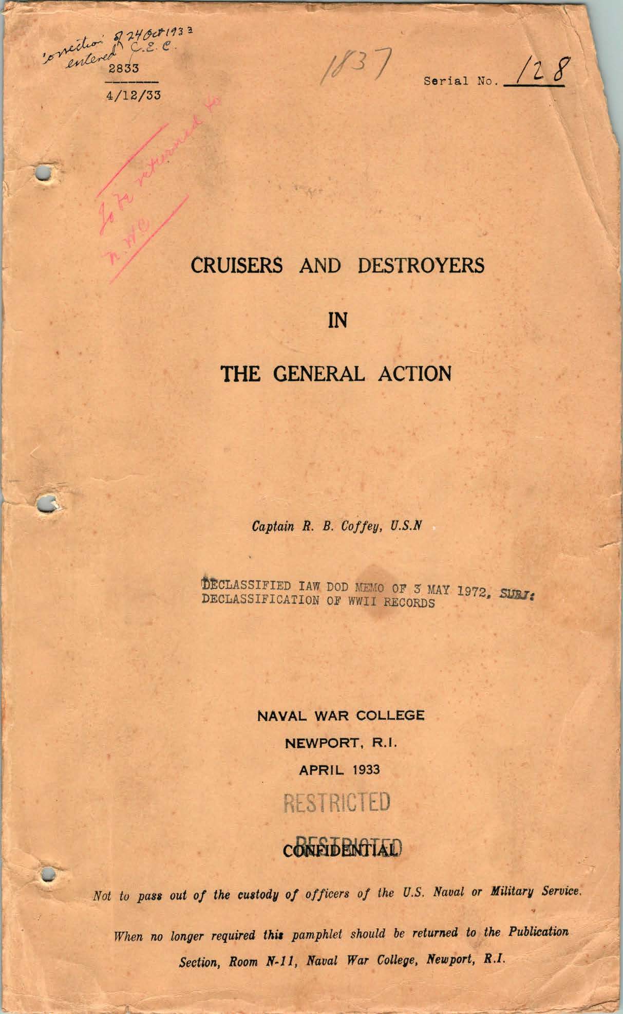 Cruisers and Destroyers in the General Action, by R. B. Coffey