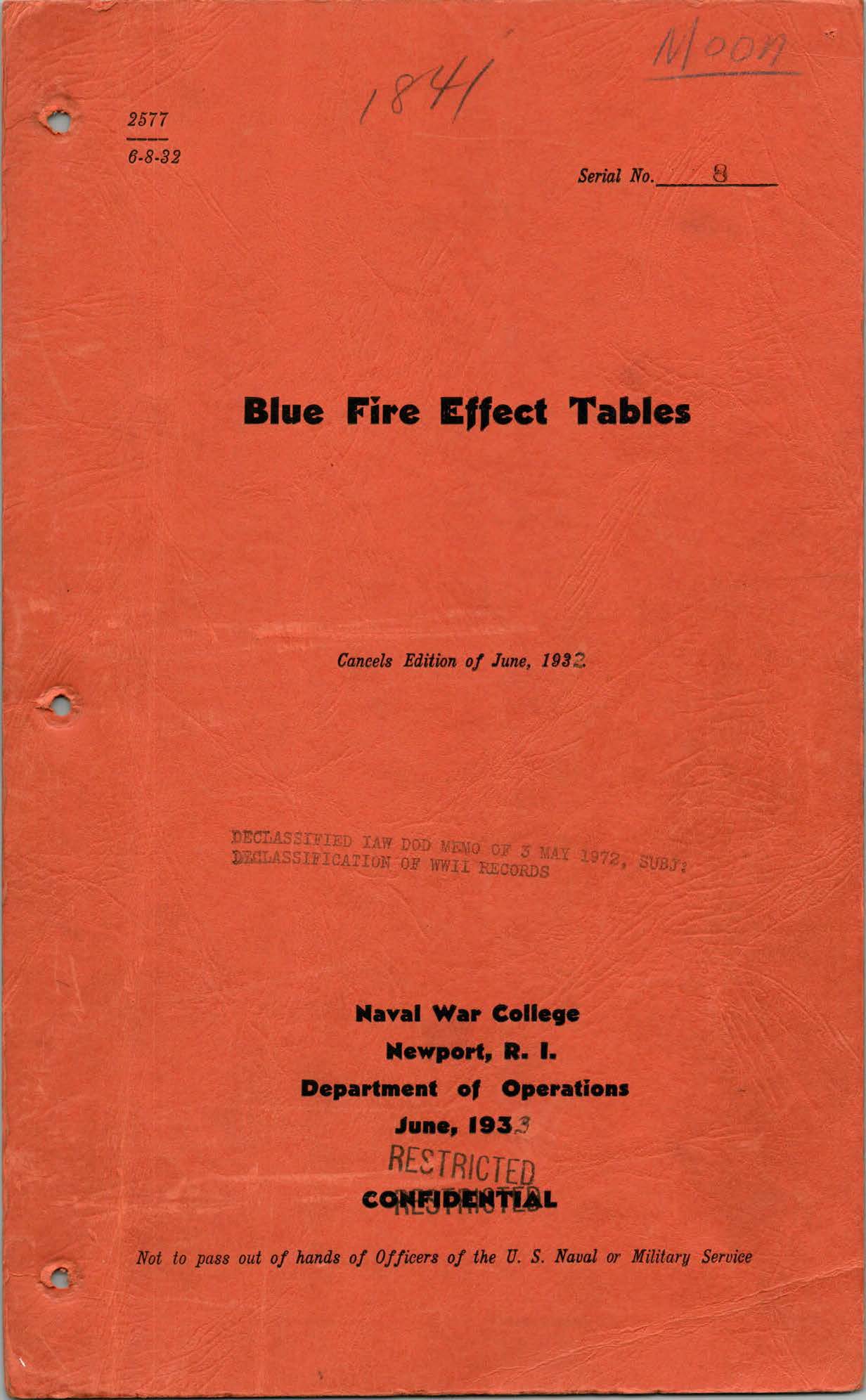 Blue Fire Effects Tables, 1933 Jun