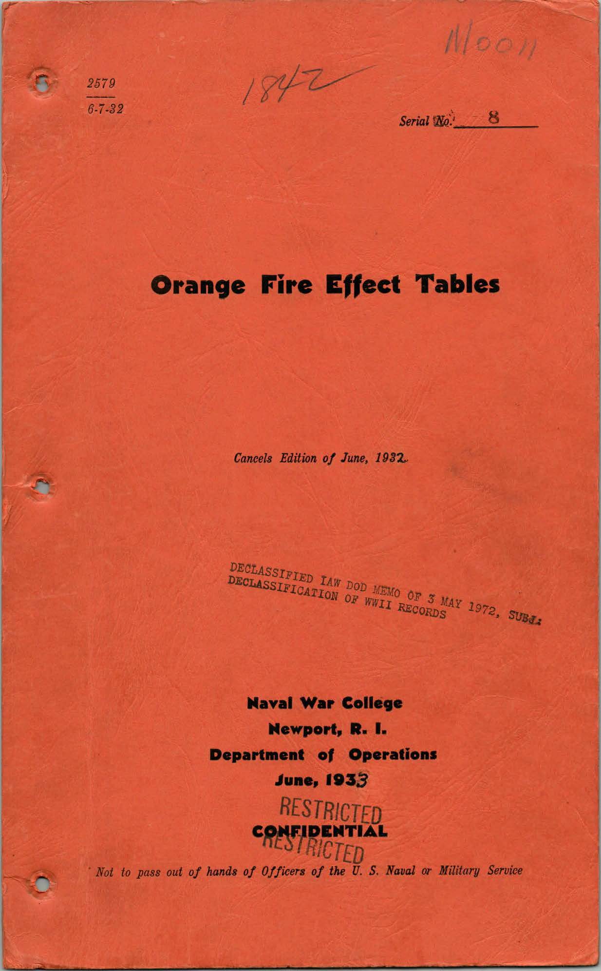 Orange Fire Effects Tables, 1933 Jun