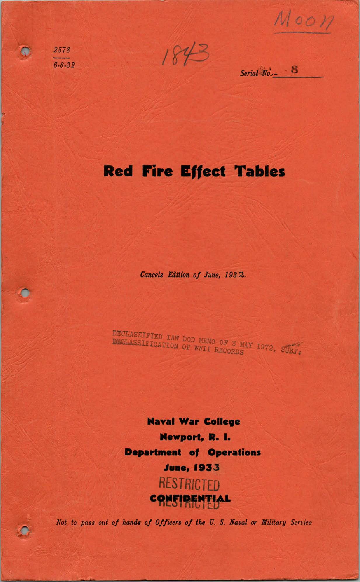 Red Fire Effects Tables, 1933 Jun