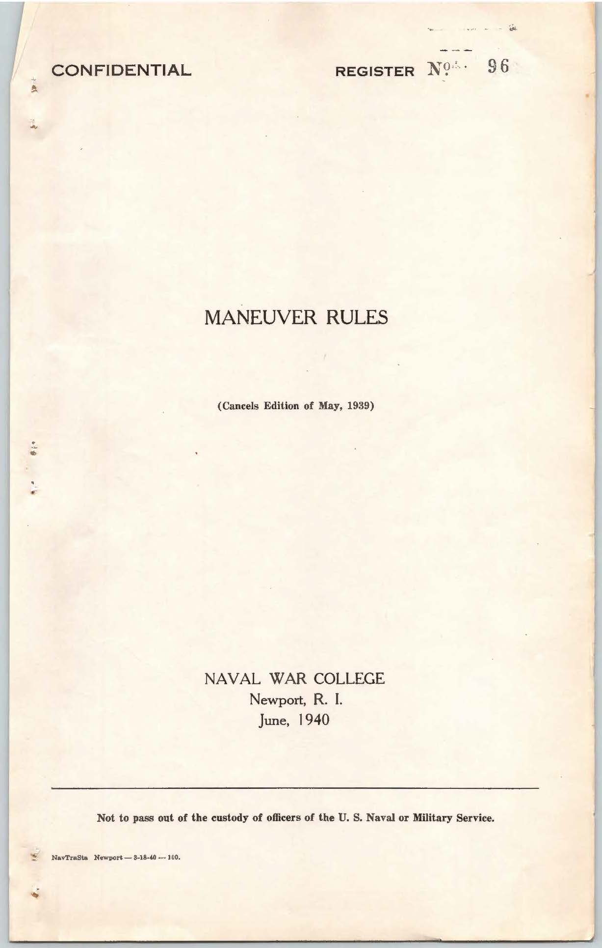Maneuver Rules, 1940