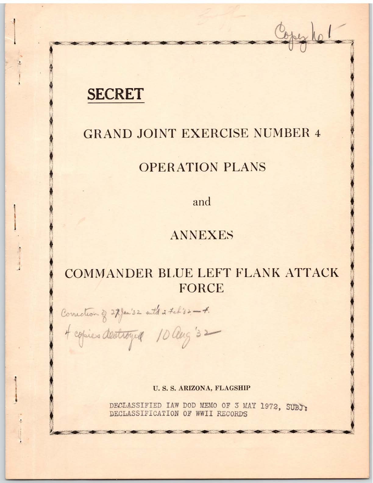 Grand Joint Exercise No. 4 Operation Plans and Annexes: Commander Blue Left Flank Attack Force