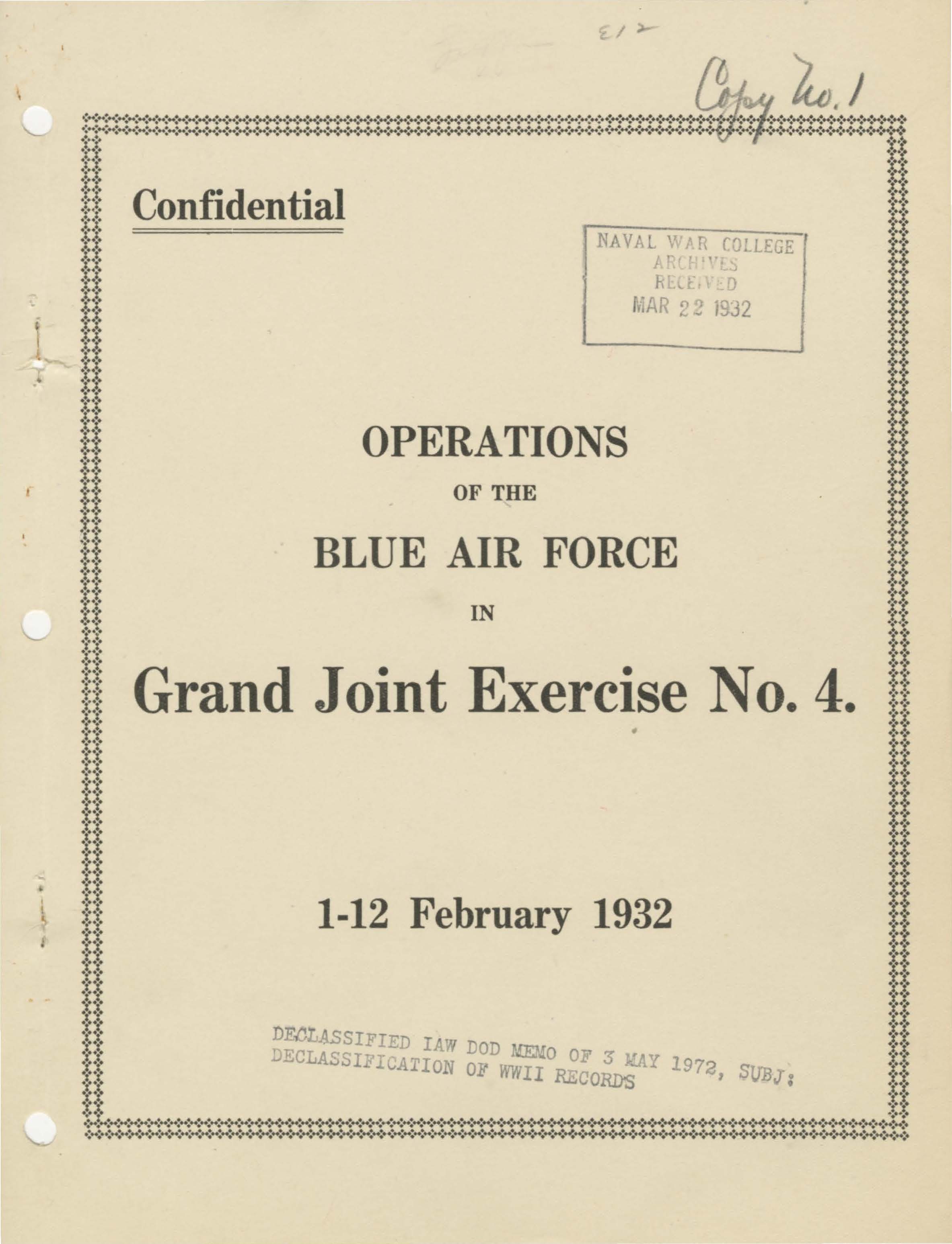 Operations of the Blue Air Force in Grand Joint Exercise No. 4