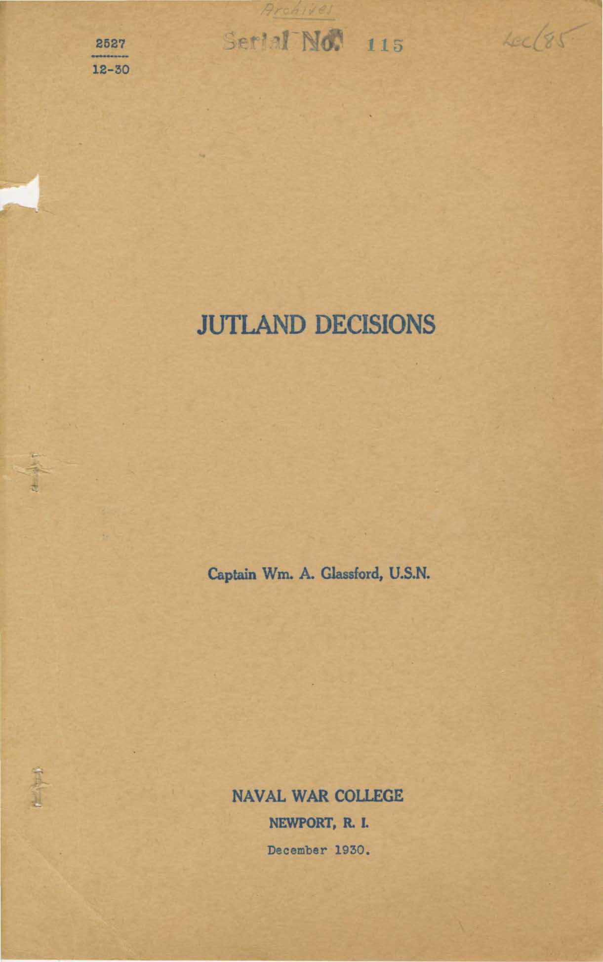 Jutland Decisions, William A. Glassford