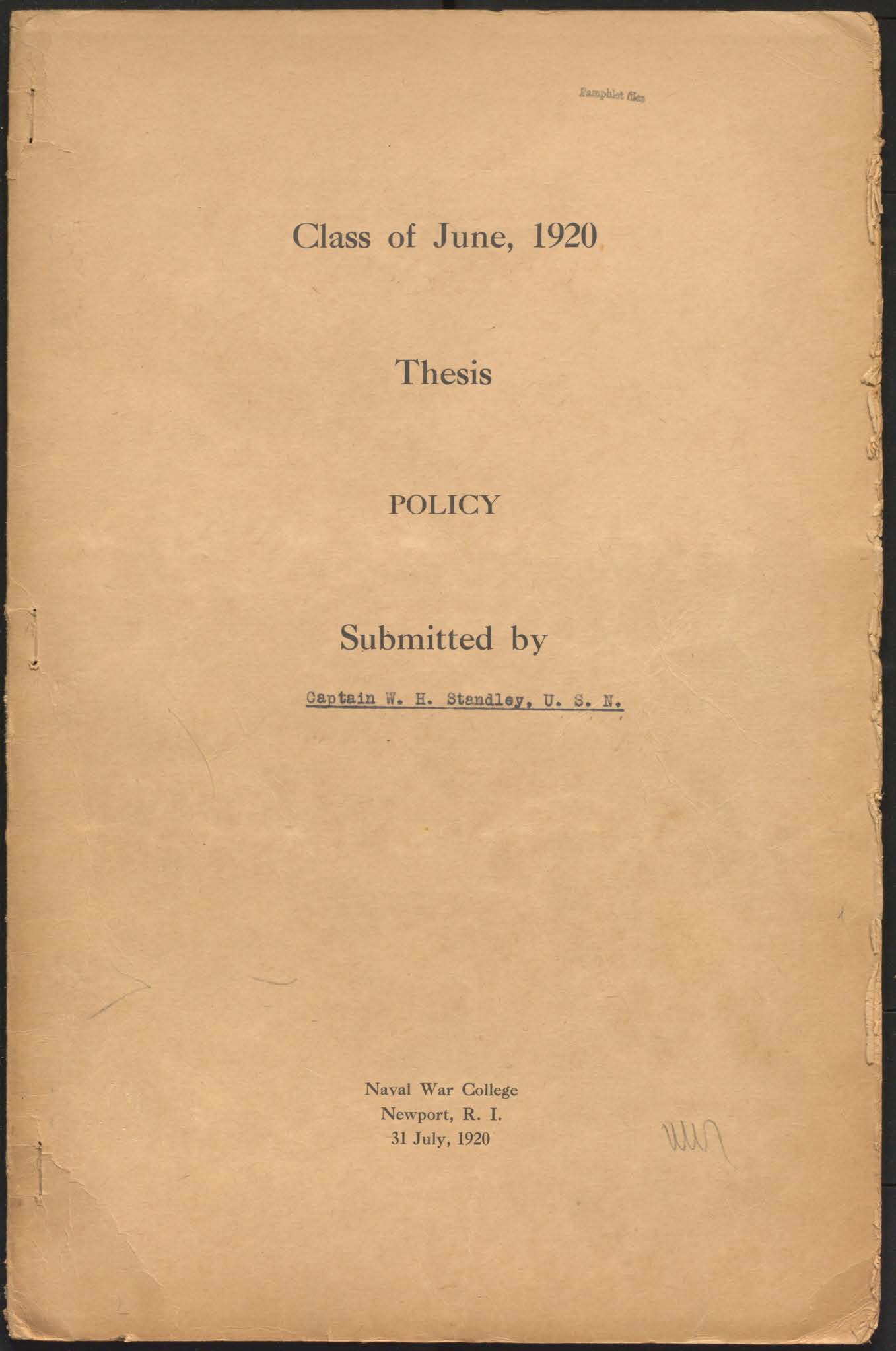 Policy, W.H. Standley