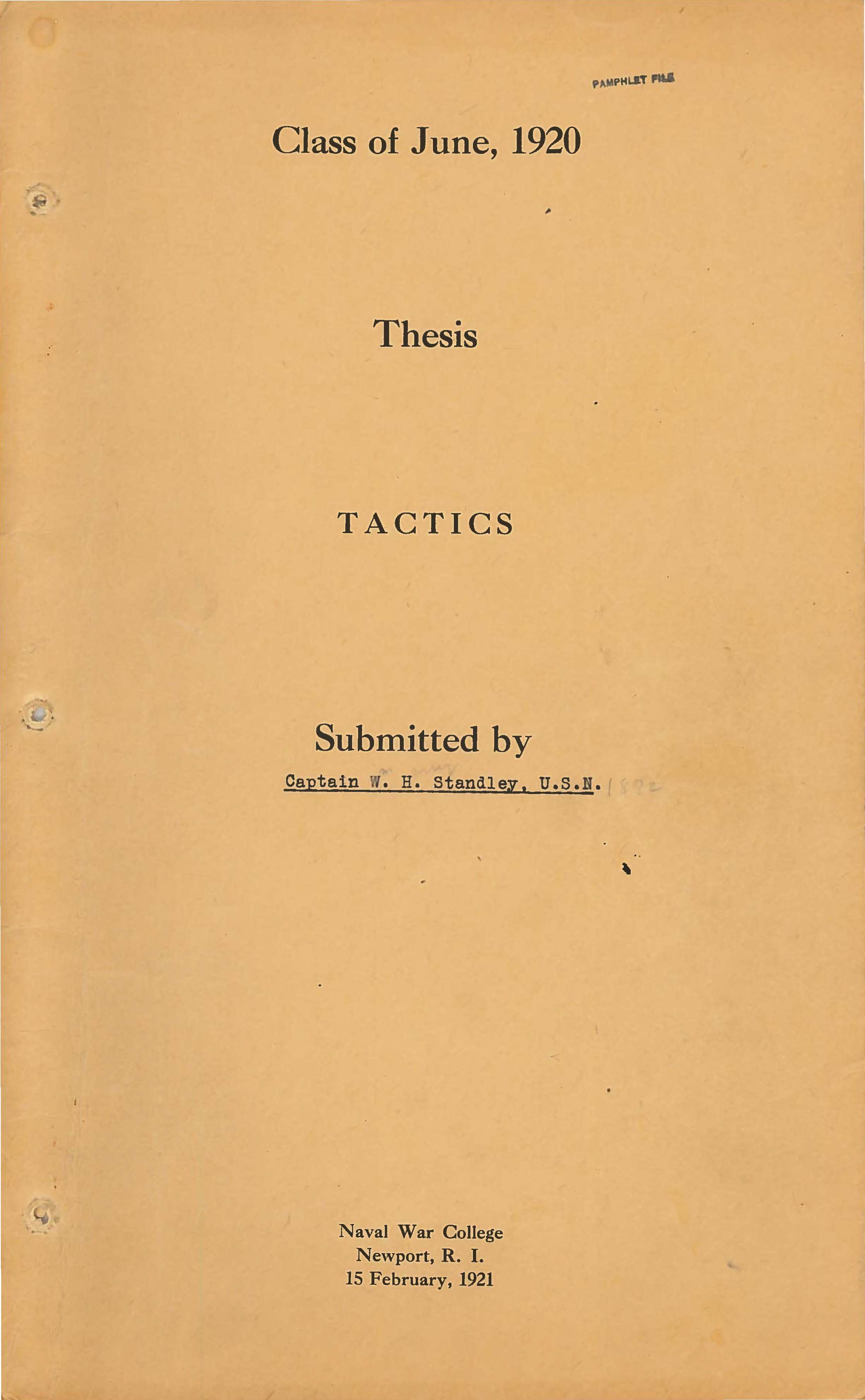 Tactics, William H. Standley