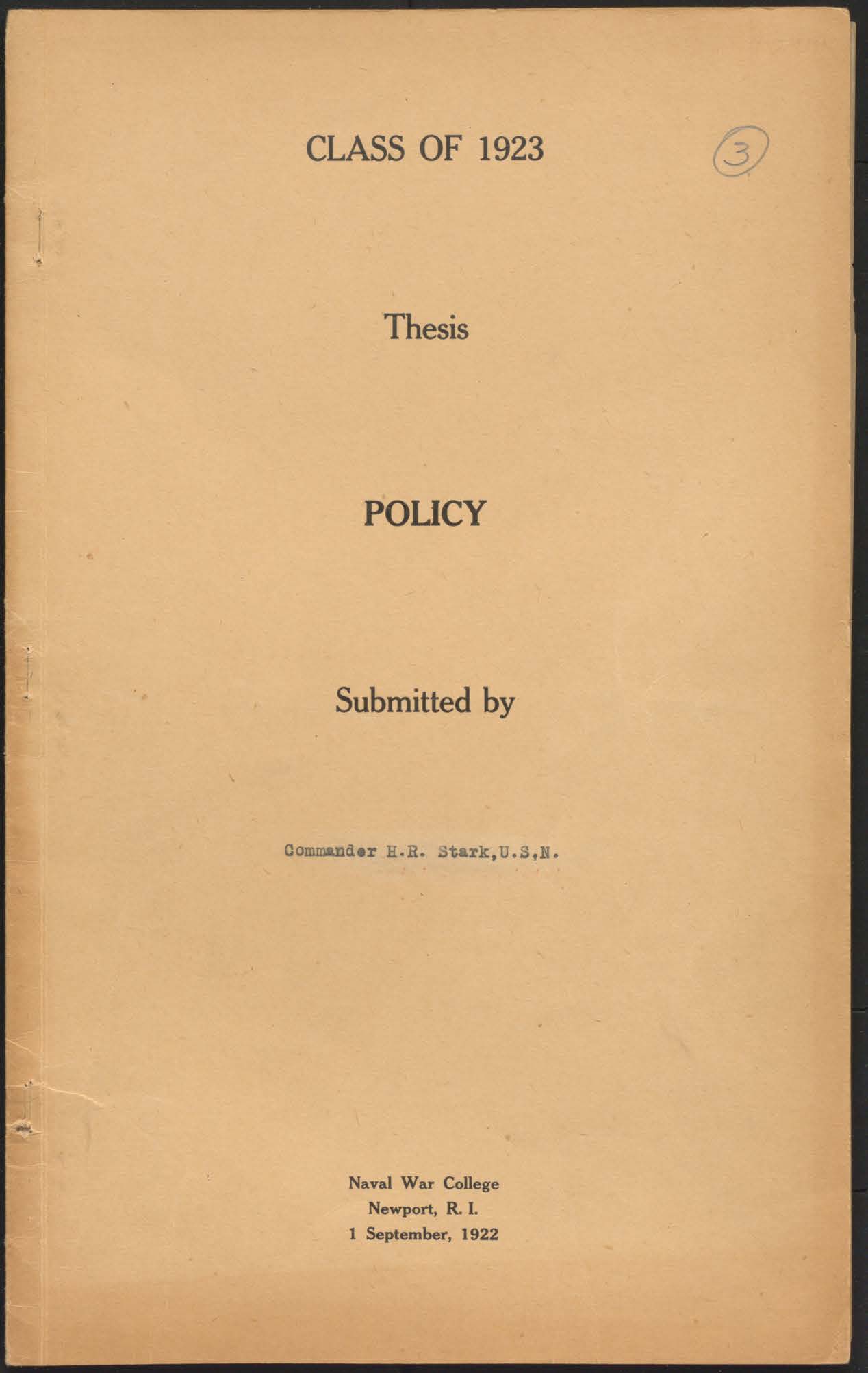 Policy, H. R. Stark