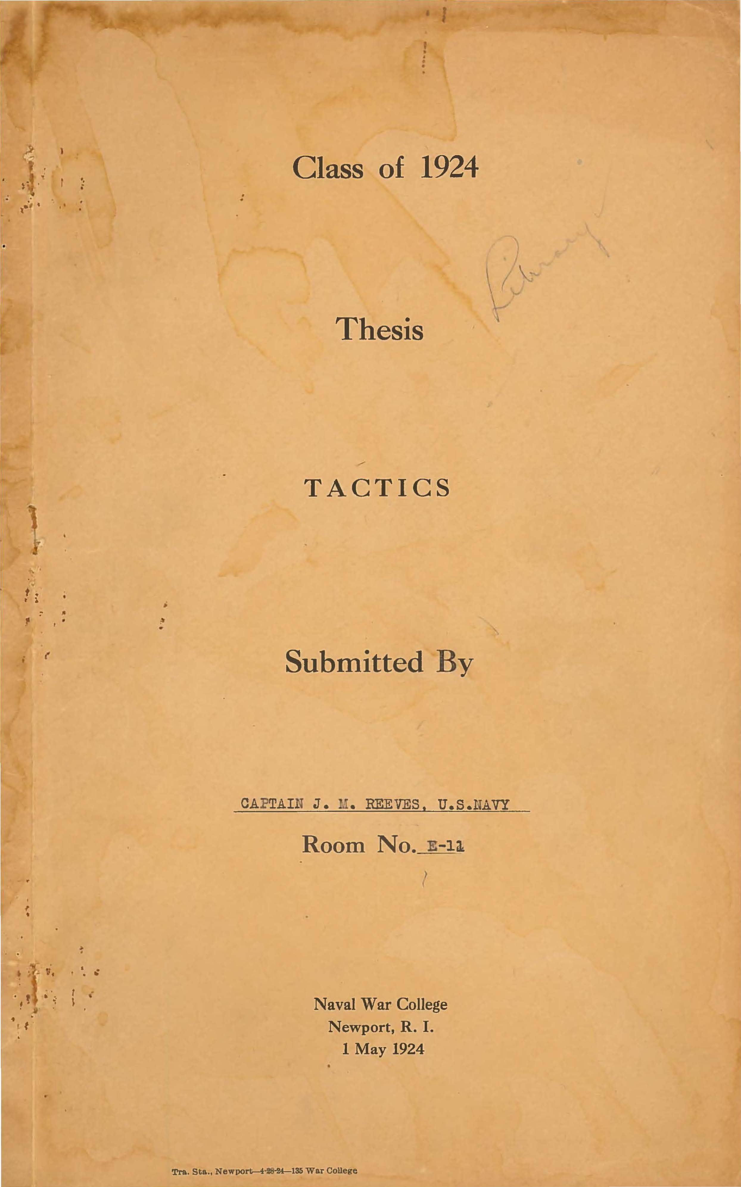 Tactics, Joseph M. Reeves