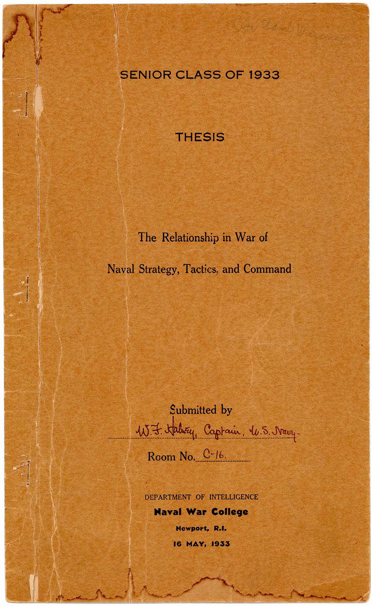 Relationship in War of Naval Strategy, Tactics and Command, W.F. Halsey