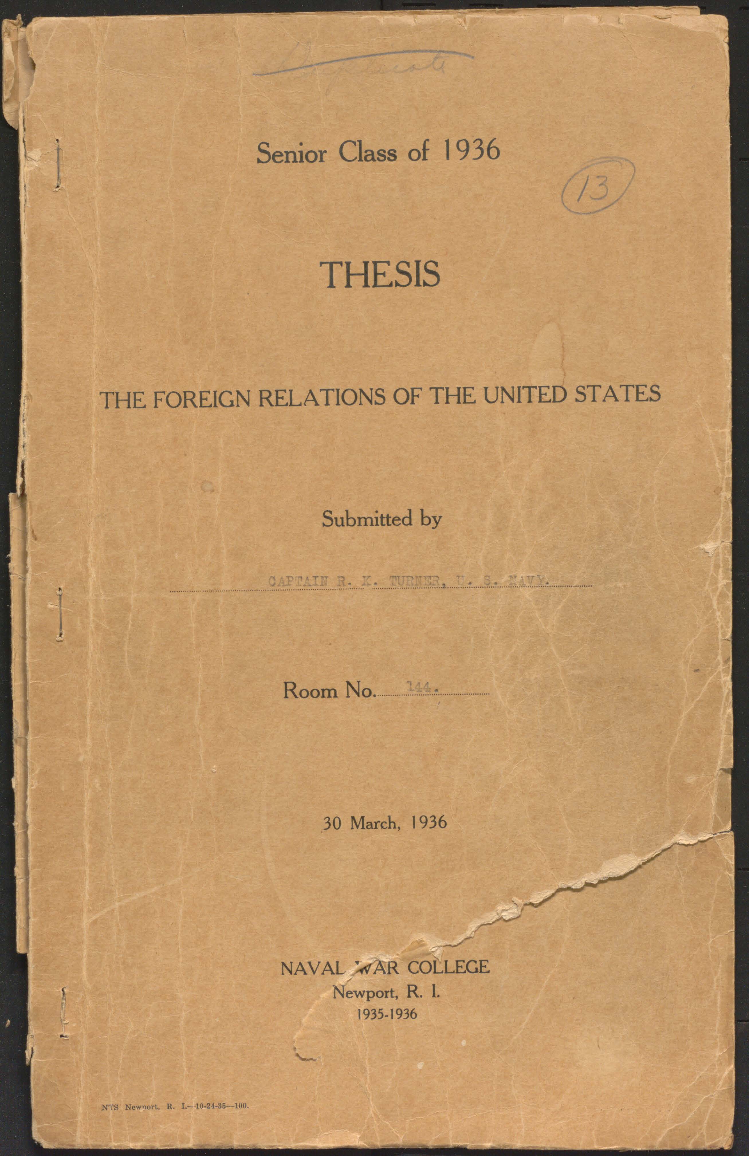 The Foreign Relations of the United States, R.K. Turner