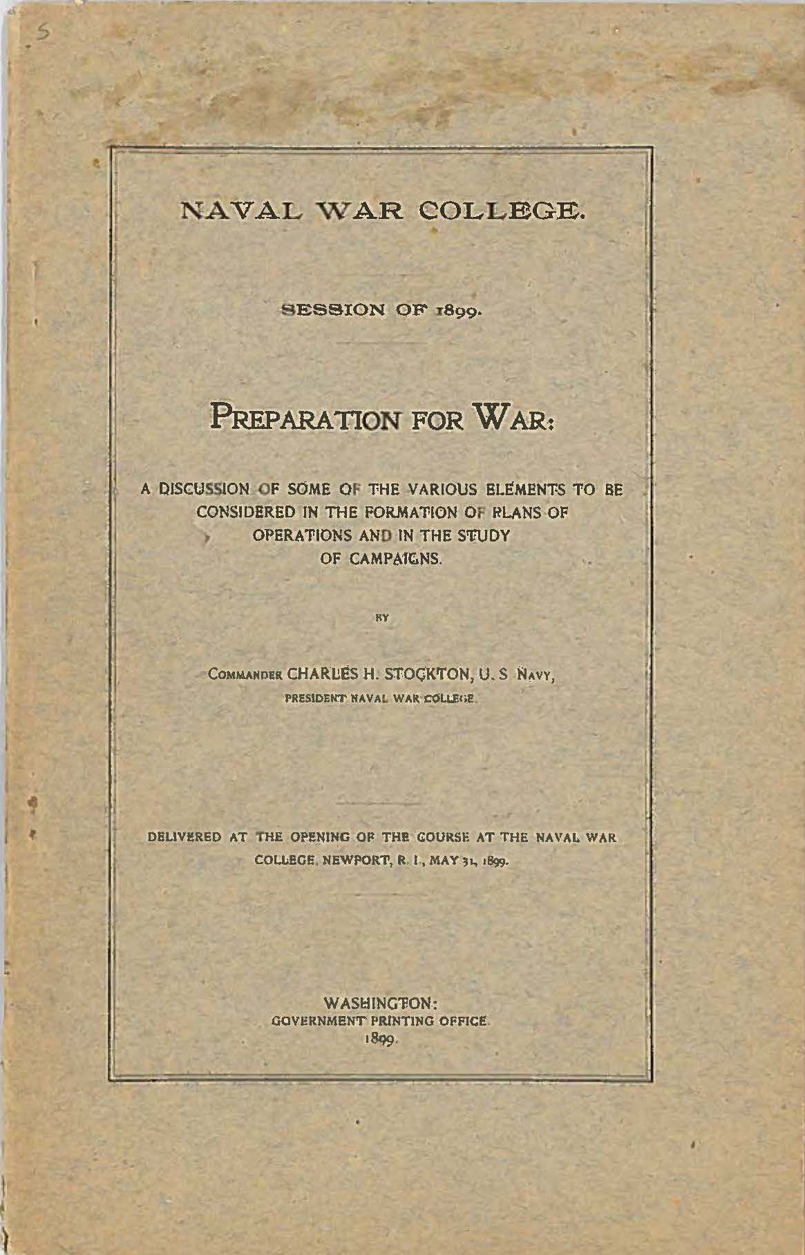 Preparation for War, Charles H. Stockton