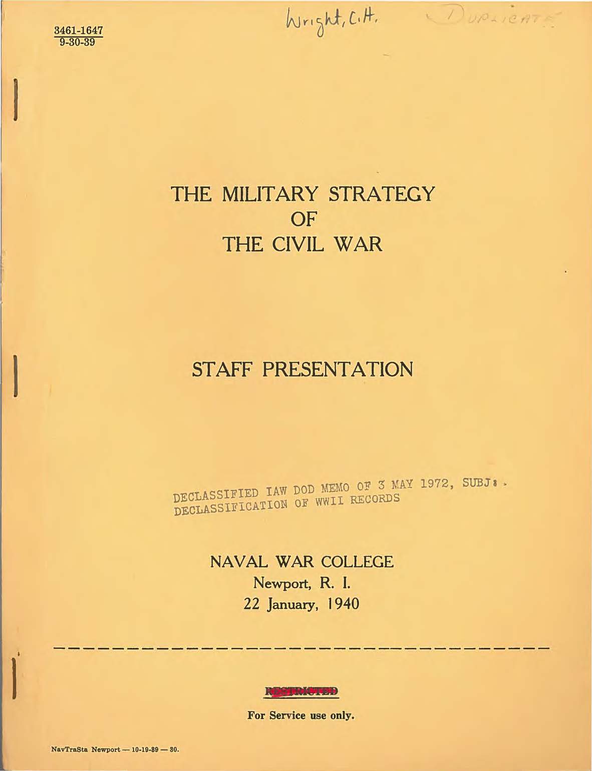 Military Strategy of the Civil War, Clement H. Wright