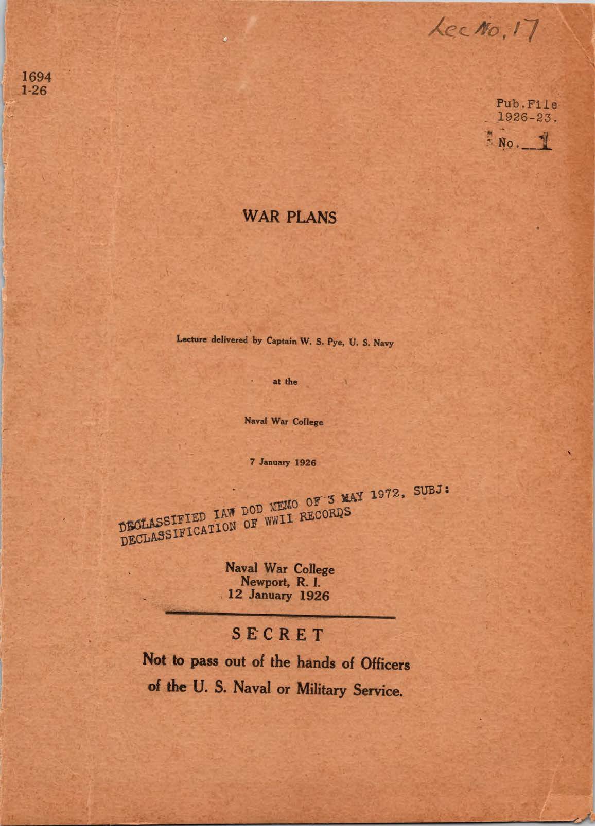 War Plans, by W. S. Pye