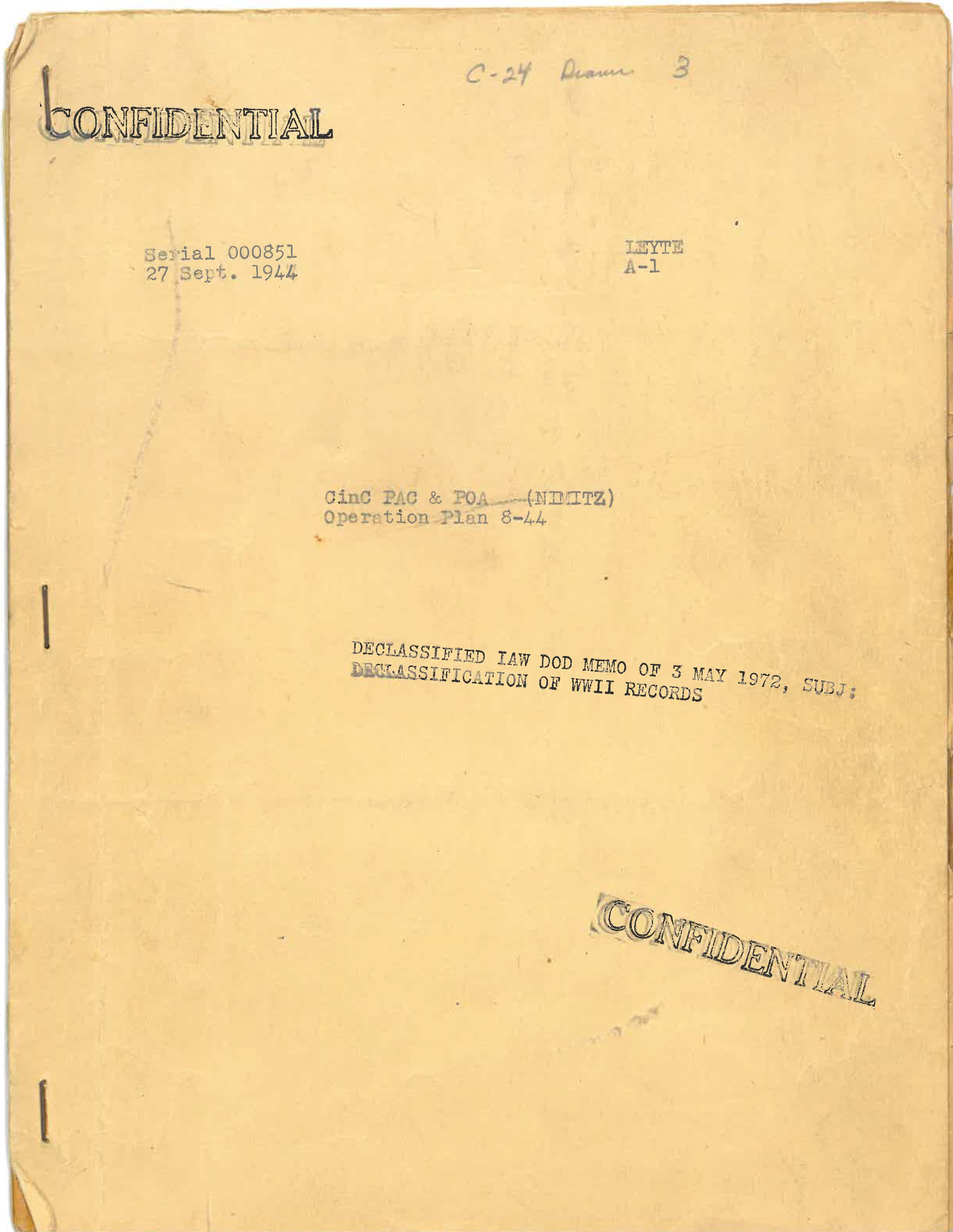 CINCPAC/POA (Nimitz) Operation, Plan 8-44